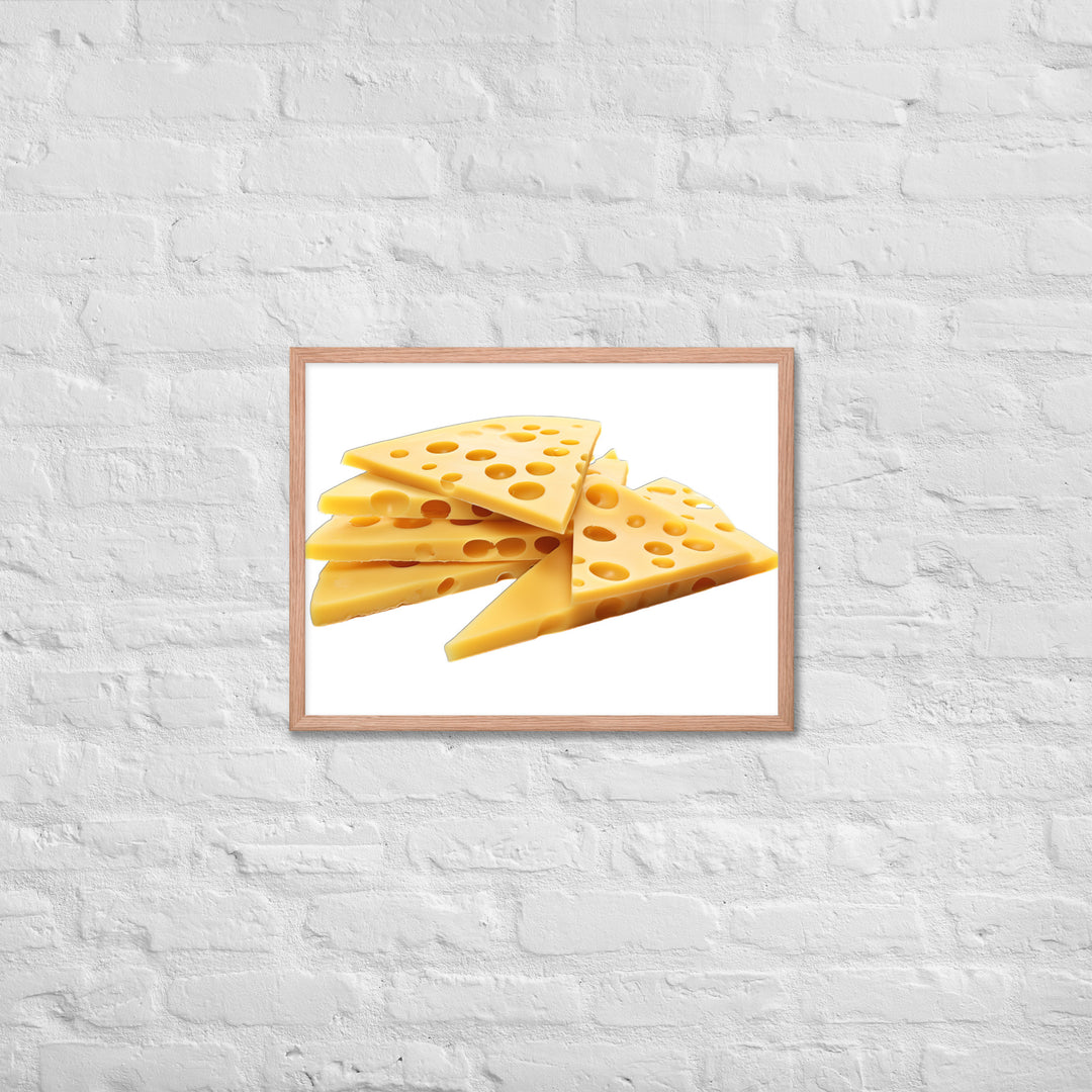 Swiss Cheese Slices Framed poster 🤤 from Yumify.AI