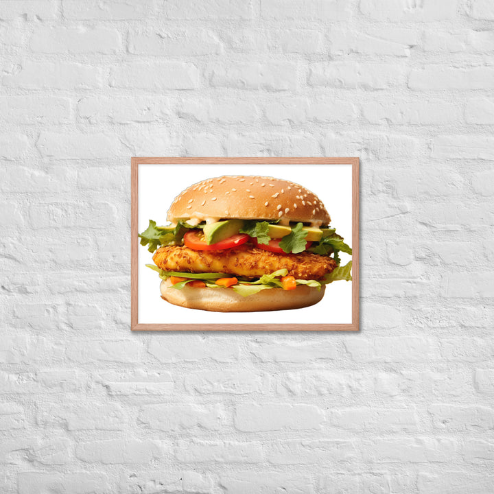 Spicy Chicken Burger Delight Framed poster 🤤 from Yumify.AI