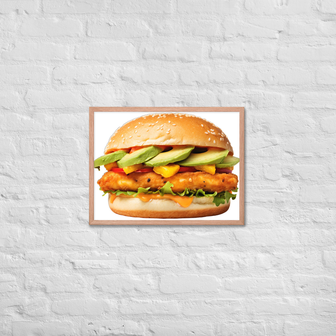 Spicy Chicken Burger Delight Framed poster 🤤 from Yumify.AI