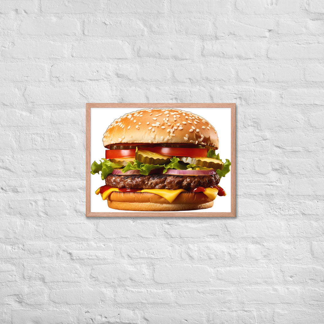 Classic Juicy Beef Burger Framed poster 🤤 from Yumify.AI