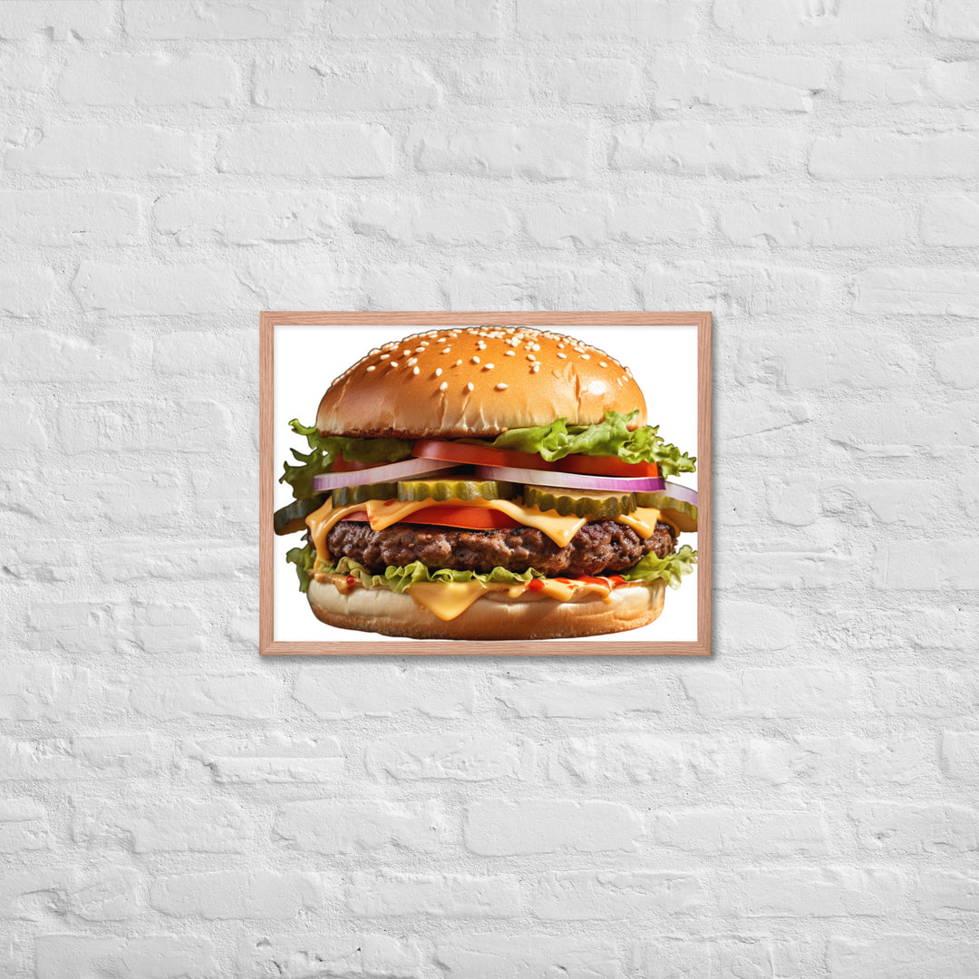 Classic Juicy Beef Burger Framed poster 🤤 from Yumify.AI