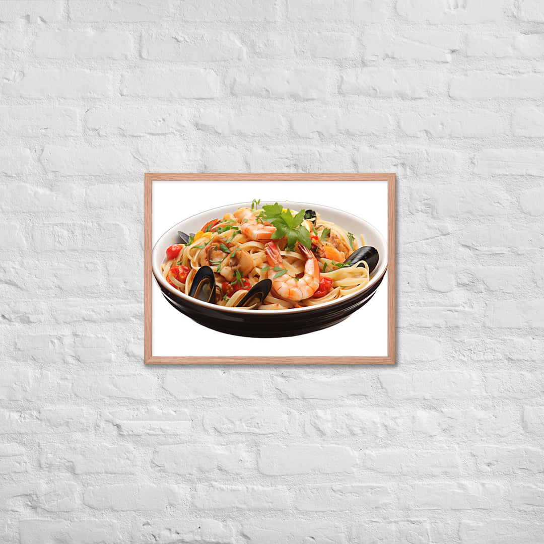 Seafood Linguine Delight Framed poster 🤤 from Yumify.AI