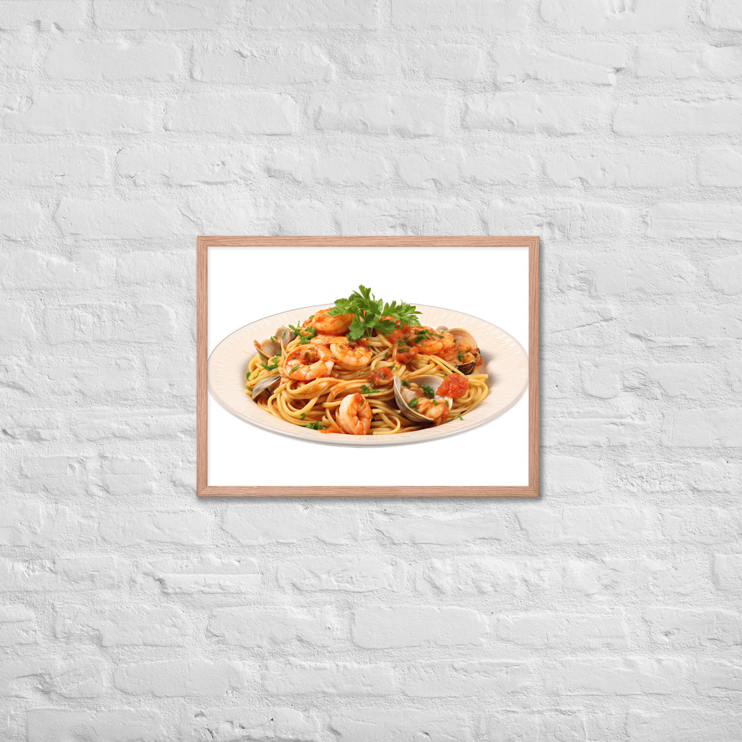 Seafood Linguine Delight Framed poster 🤤 from Yumify.AI