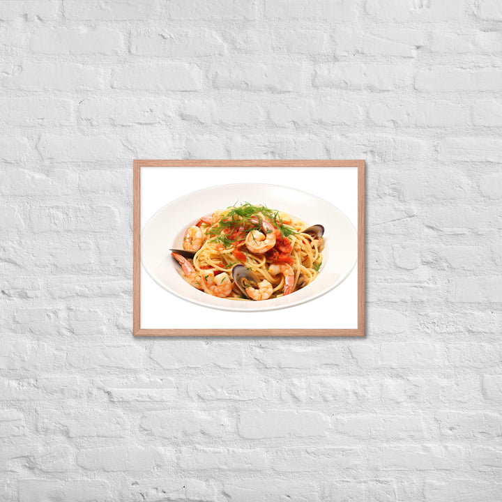 Seafood Linguine Delight Framed poster 🤤 from Yumify.AI