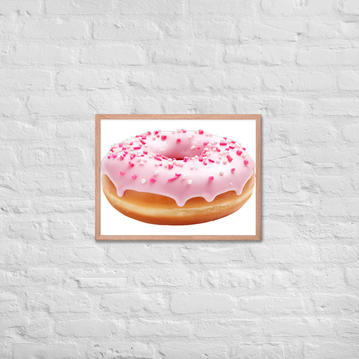 Strawberry Frosted Donut Framed poster 🤤 from Yumify.AI