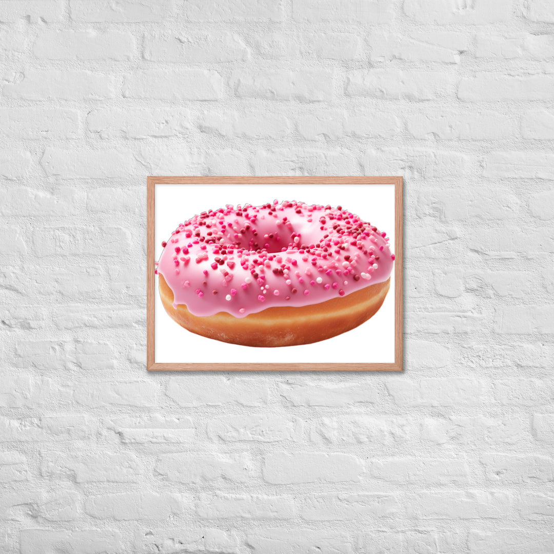 Strawberry Frosted Donut Framed poster 🤤 from Yumify.AI