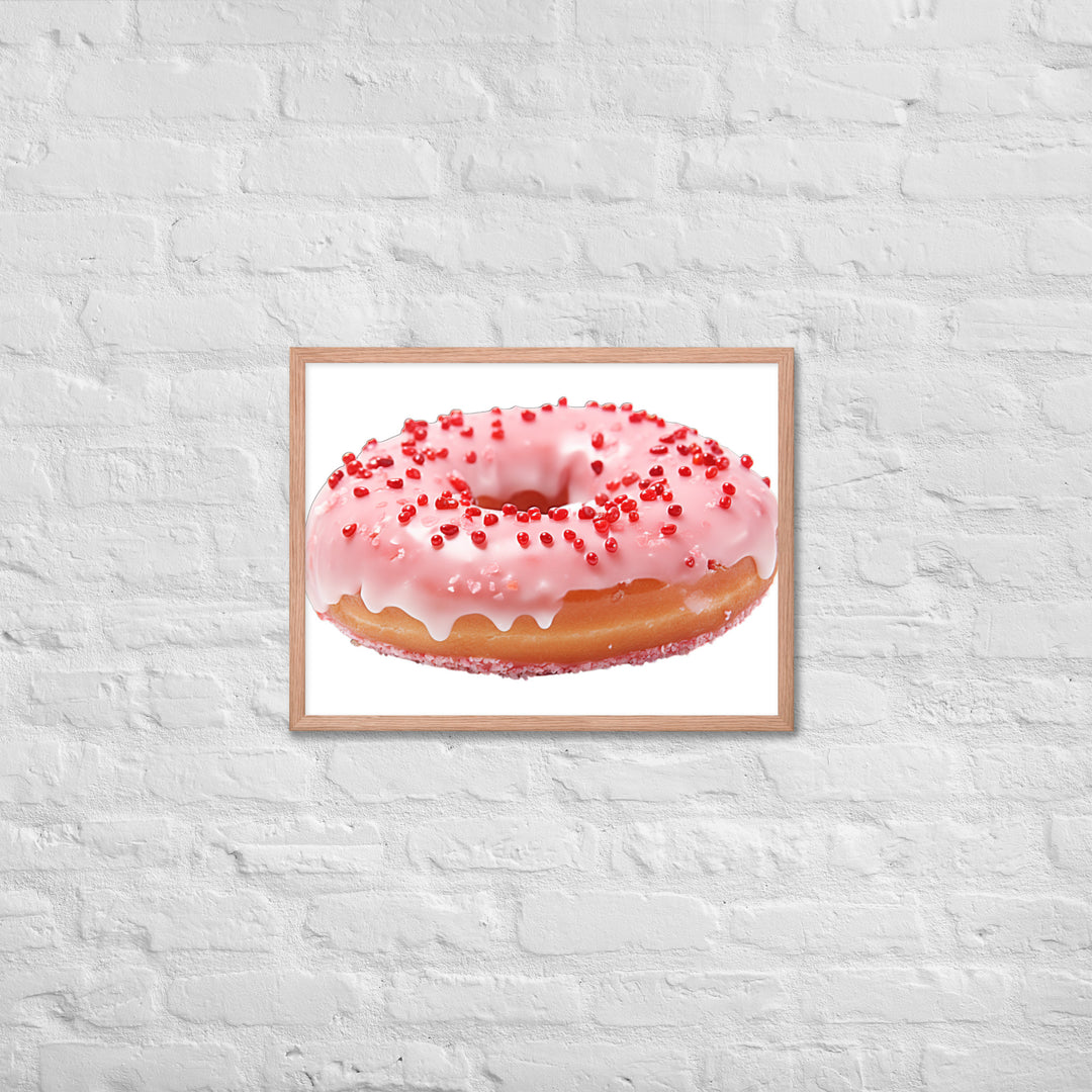 Strawberry Frosted Donut Framed poster 🤤 from Yumify.AI