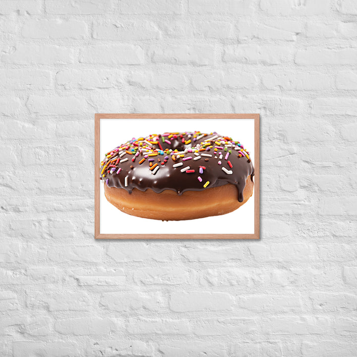 Sprinkled Chocolate Donut Framed poster 🤤 from Yumify.AI