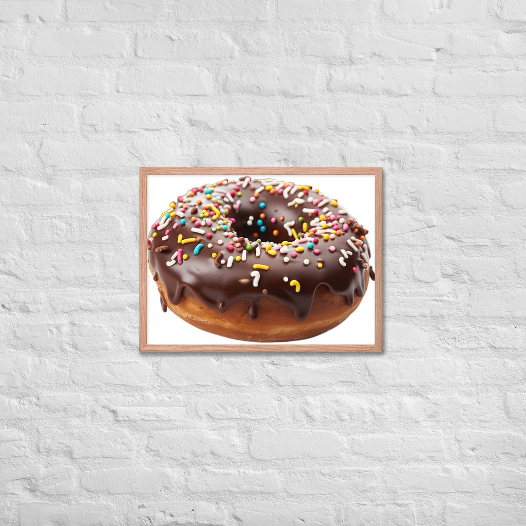 Sprinkled Chocolate Donut Framed poster 🤤 from Yumify.AI