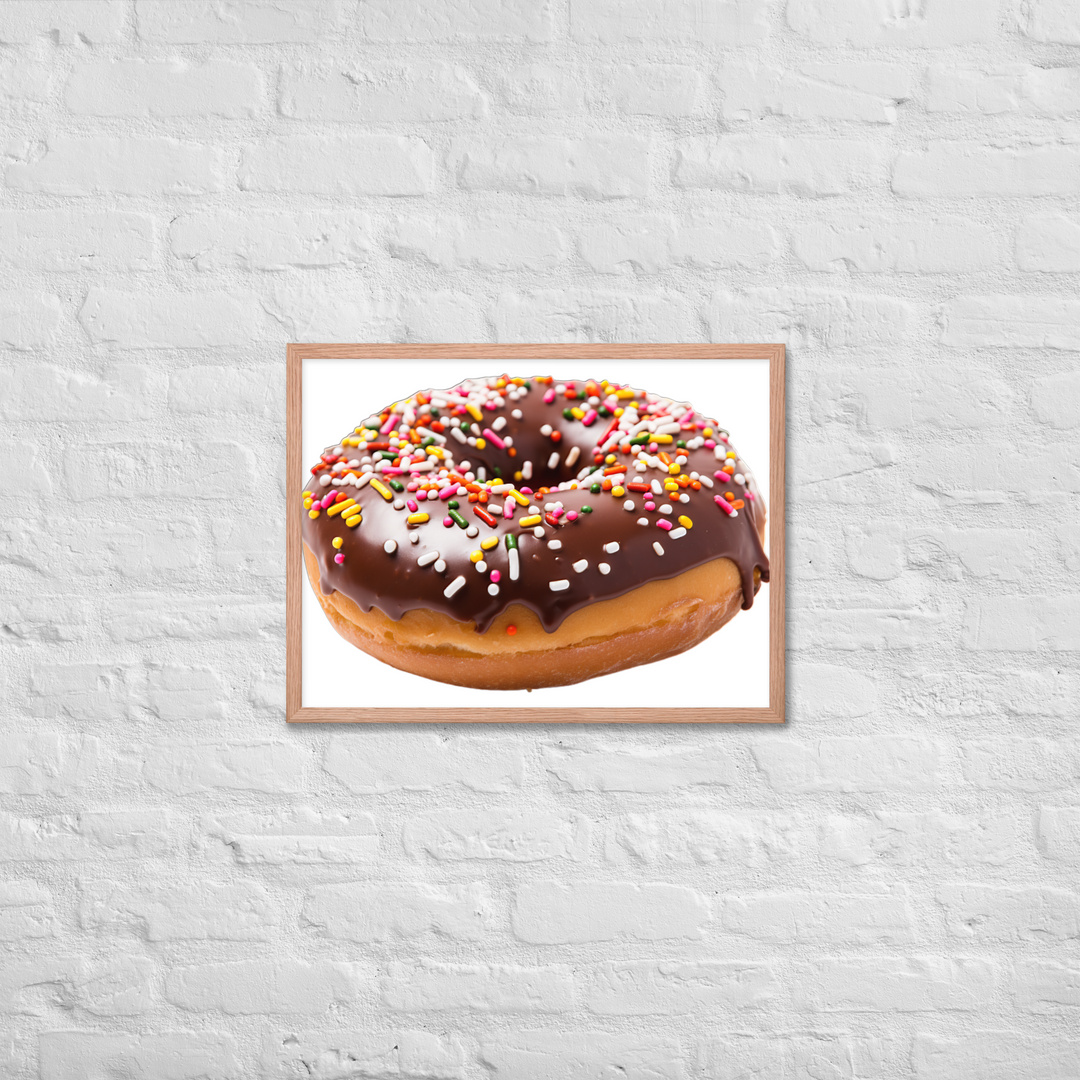 Sprinkled Chocolate Donut Framed poster 🤤 from Yumify.AI