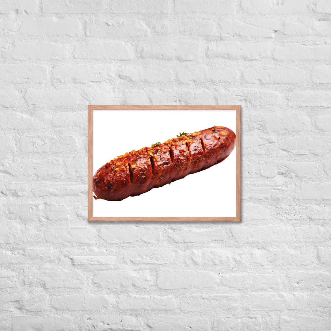 Spicy Beef Sausage Framed poster 🤤 from Yumify.AI