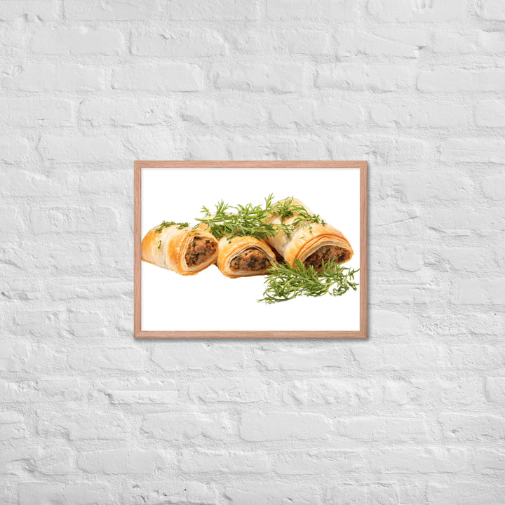 Vegan Sausage Rolls Showcase Framed poster 🤤 from Yumify.AI