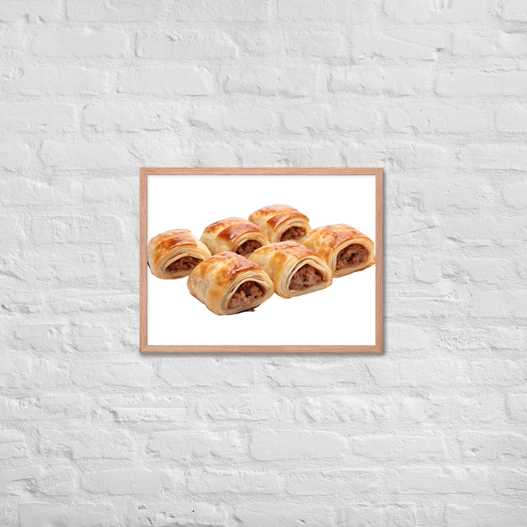 Sausage Rolls with Caramelized Onions Framed poster 🤤 from Yumify.AI