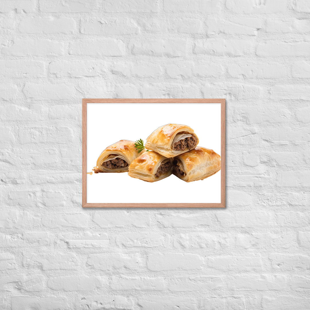 Sausage Rolls with Caramelized Onions Framed poster 🤤 from Yumify.AI