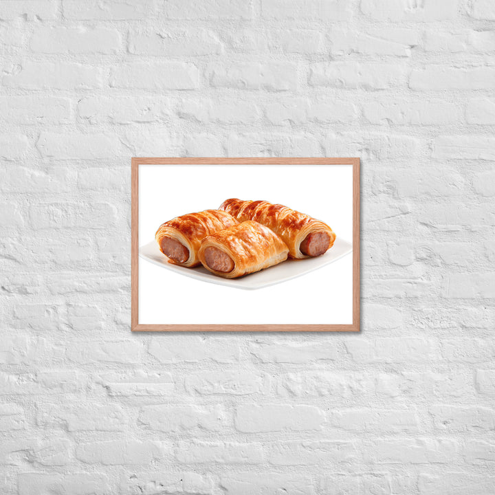 Flaky Golden Sausage Rolls Framed poster 🤤 from Yumify.AI