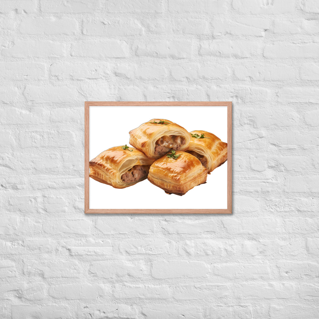 Flaky Golden Sausage Rolls Framed poster 🤤 from Yumify.AI