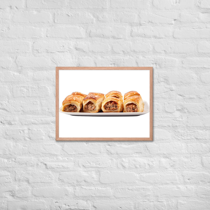 Flaky Golden Sausage Rolls Framed poster 🤤 from Yumify.AI