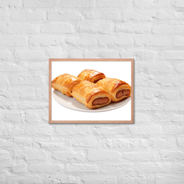 Flaky Golden Sausage Rolls Framed poster 🤤 from Yumify.AI