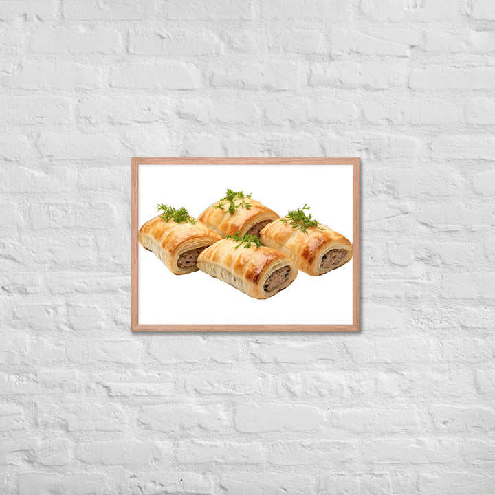 Gourmet Sausage Rolls Framed poster 🤤 from Yumify.AI