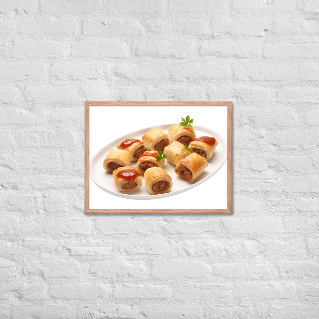 Bite Sized Mini Sausage Rolls Framed poster 🤤 from Yumify.AI