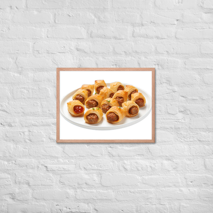 Bite Sized Mini Sausage Rolls Framed poster 🤤 from Yumify.AI