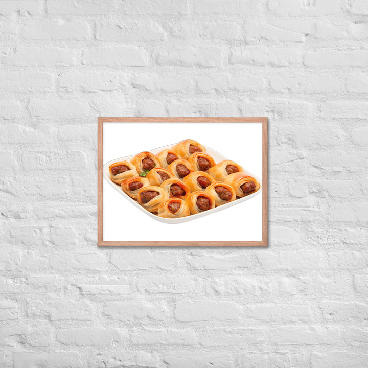 Bite Sized Mini Sausage Rolls Framed poster 🤤 from Yumify.AI