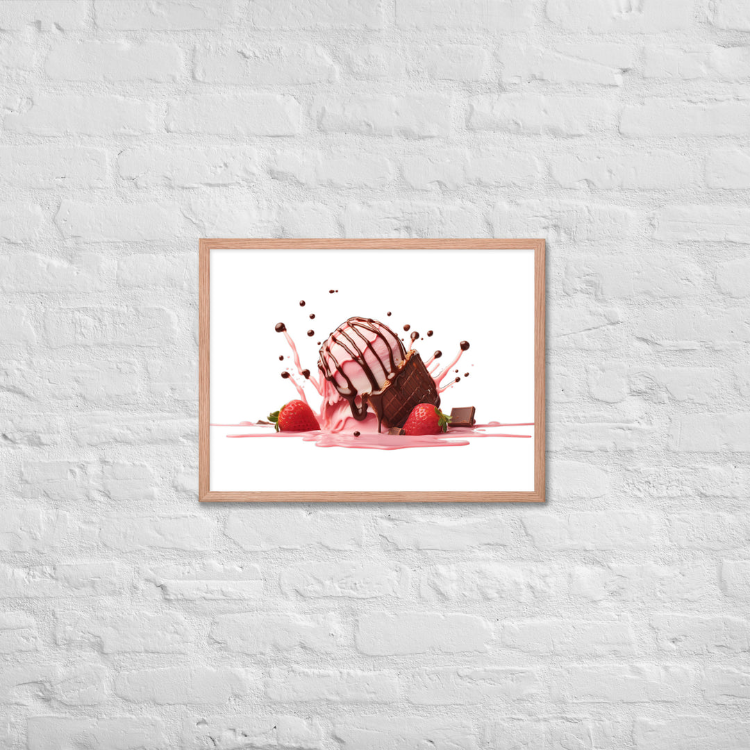 Chocolate Drizzle Over Strawberry Ice Cream Framed poster 🤤 from Yumify.AI