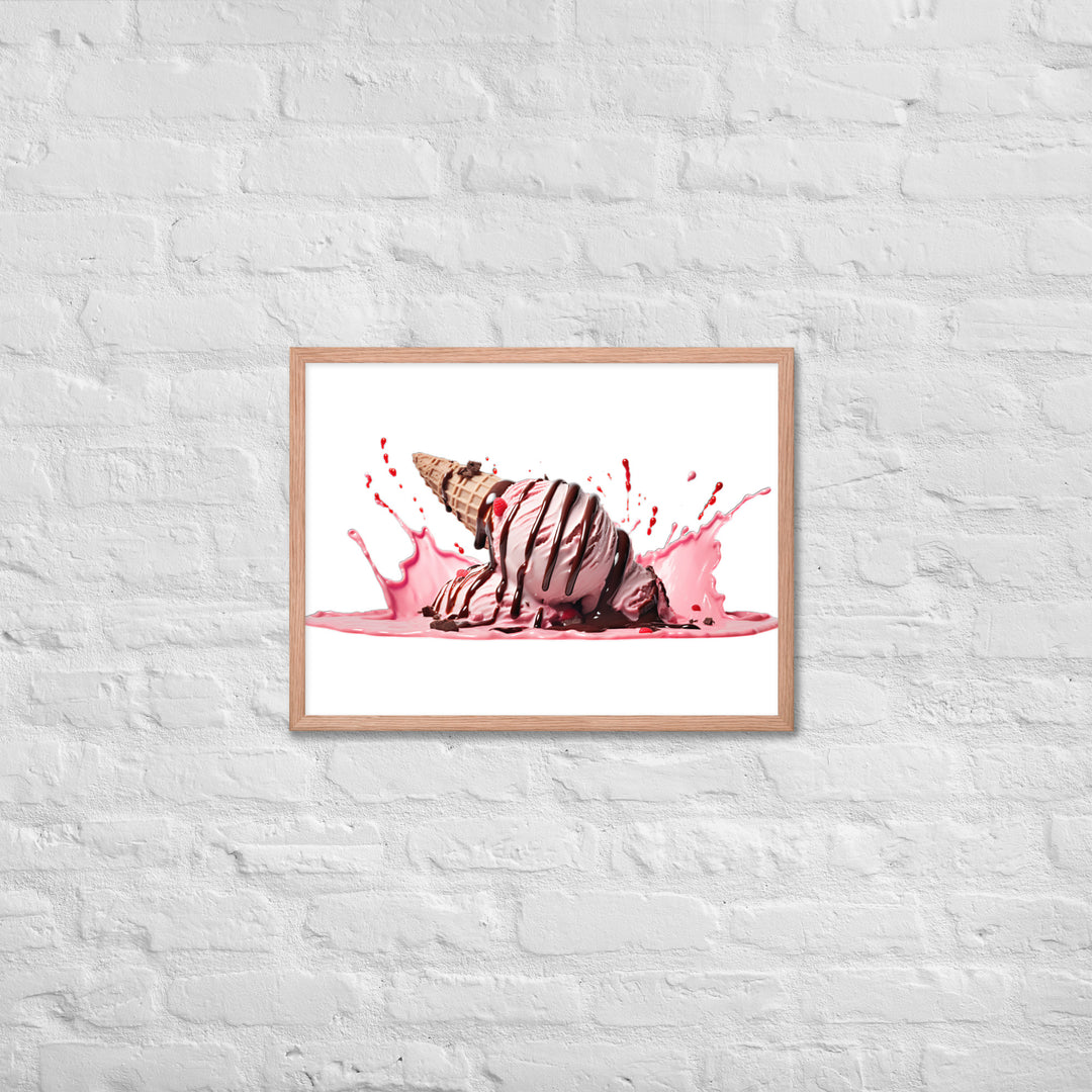 Chocolate Drizzle Over Strawberry Ice Cream Framed poster 🤤 from Yumify.AI