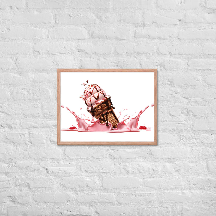 Chocolate Drizzle Over Strawberry Ice Cream Framed poster 🤤 from Yumify.AI