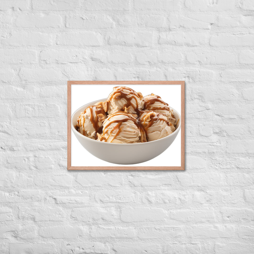 Caramel Swirls in Coffee Ice Cream Framed poster 🤤 from Yumify.AI