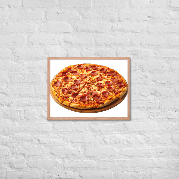 Spicy Pepperoni Explosion Pizza Framed poster 🤤 from Yumify.AI