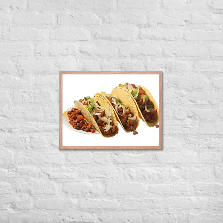 Spicy Chorizo Tacos Glow Framed poster 🤤 from Yumify.AI