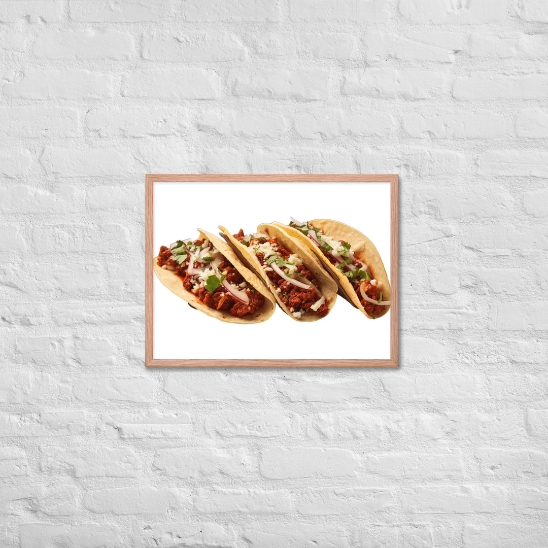 Spicy Chorizo Tacos Glow Framed poster 🤤 from Yumify.AI