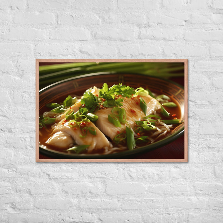 Steamed Fish with Ginger and Scallions Framed poster 🤤 from Yumify.AI