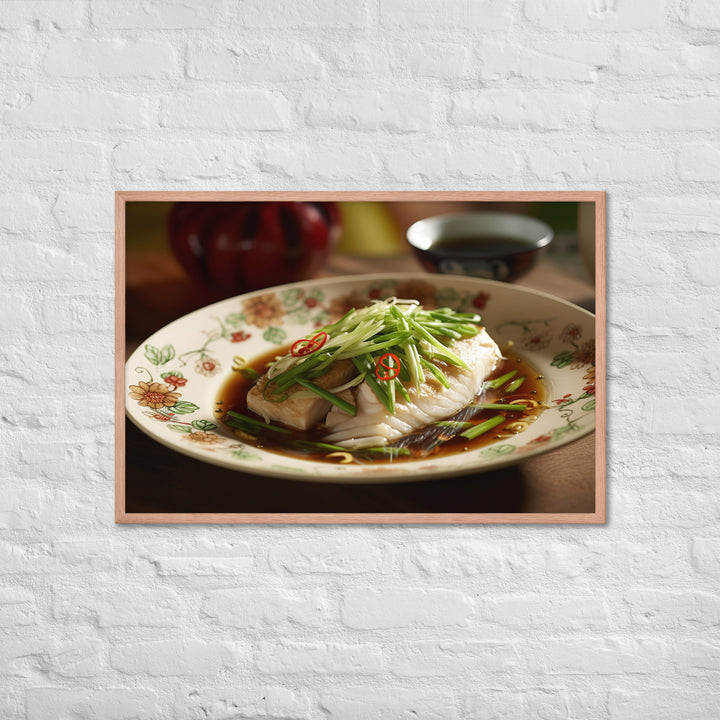 Steamed Fish with Ginger and Scallions Framed poster 🤤 from Yumify.AI