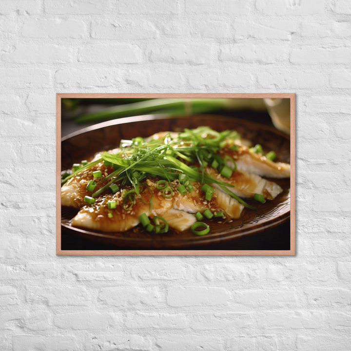 Steamed Fish with Ginger and Scallions Framed poster 🤤 from Yumify.AI