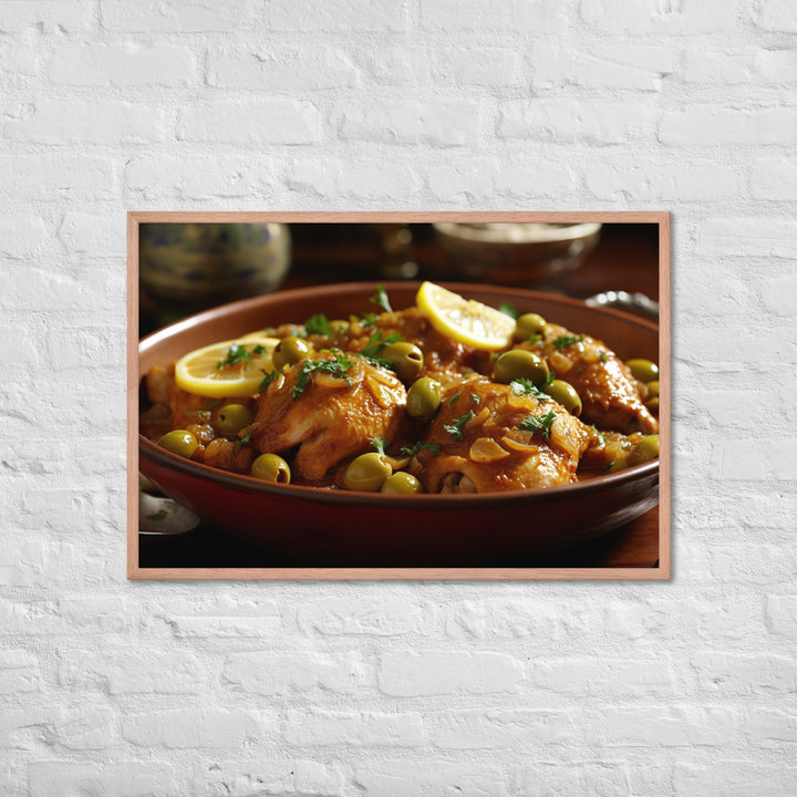 Moroccan Chicken with Preserved Lemons and Olives Framed poster 🤤 from Yumify.AI