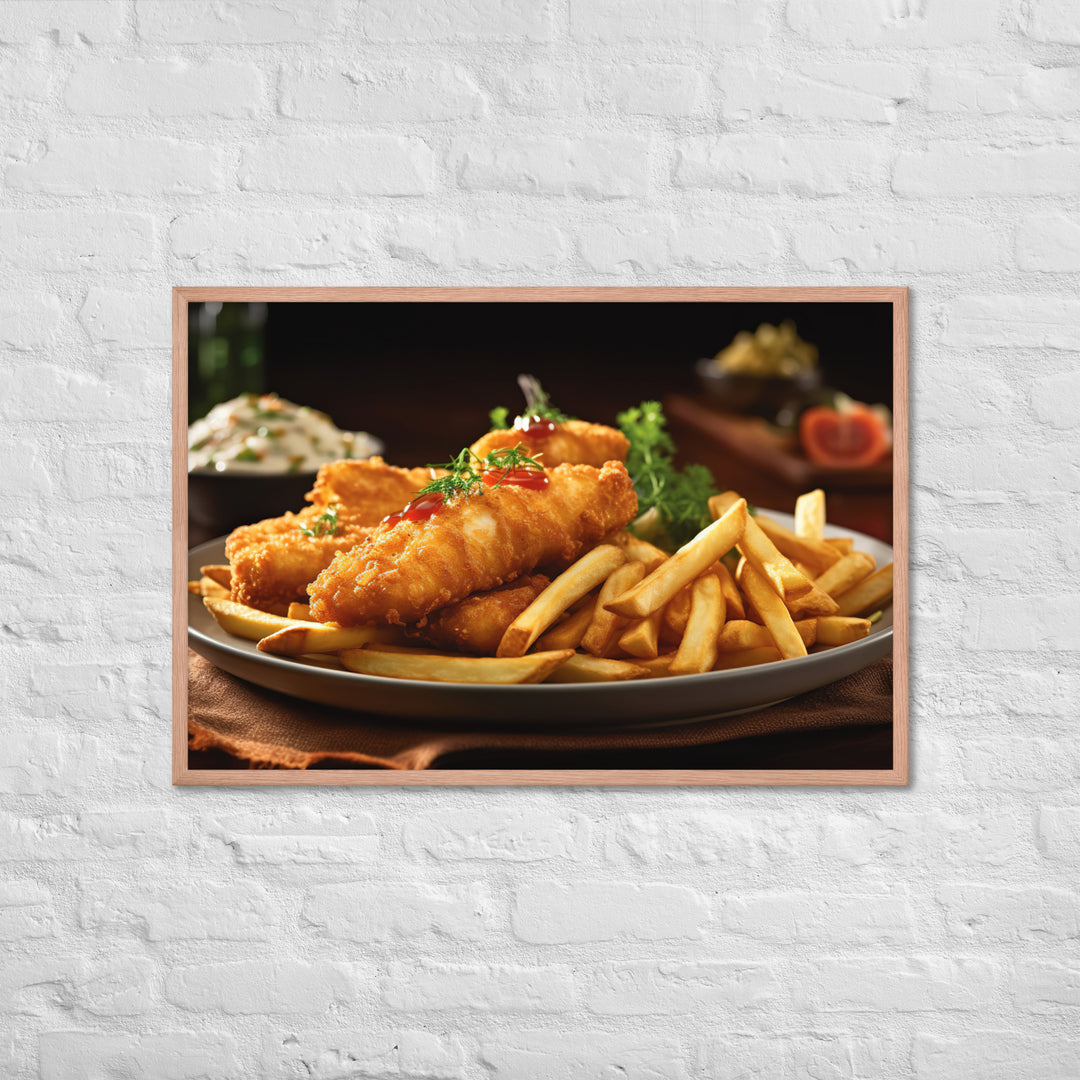 Barramundi Fish and Chips Framed poster 🤤 from Yumify.AI