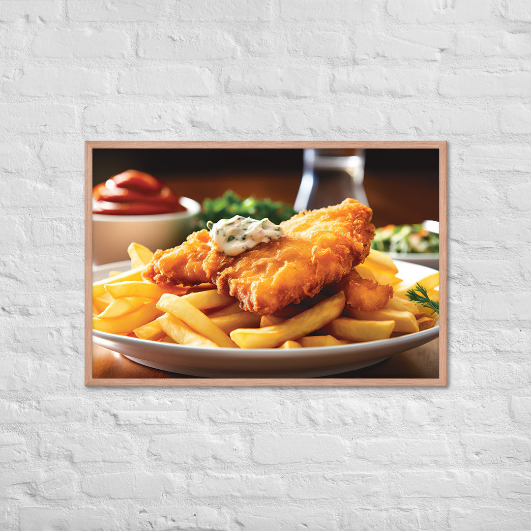 Barramundi Fish and Chips Framed poster 🤤 from Yumify.AI