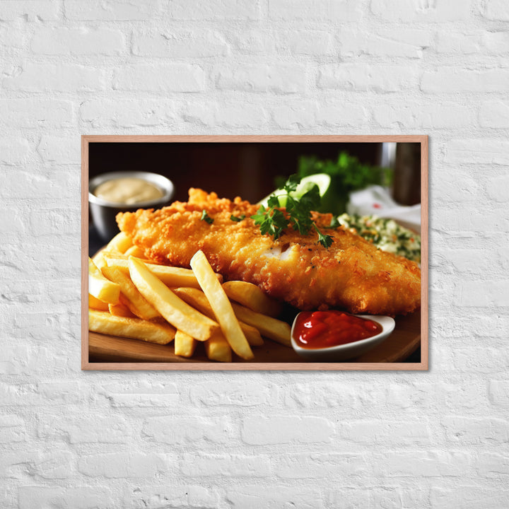Barramundi Fish and Chips Framed poster 🤤 from Yumify.AI