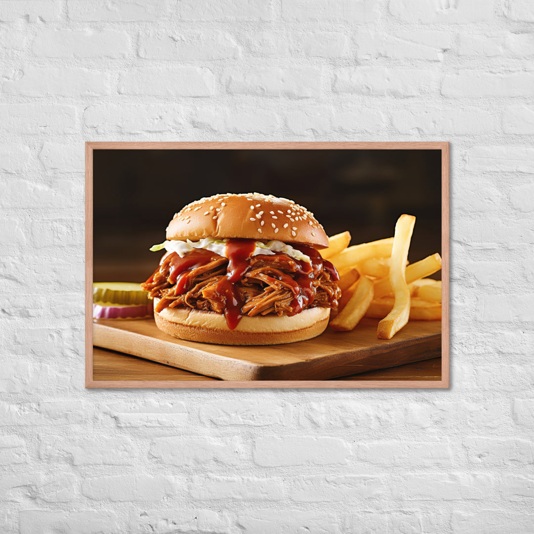 BBQ Pulled Pork Sandwich Framed poster 🤤 from Yumify.AI