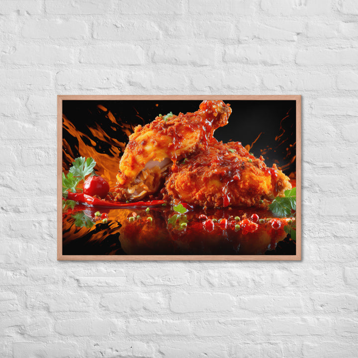 Spicy Fried Chicken Framed poster 🤤 from Yumify.AI