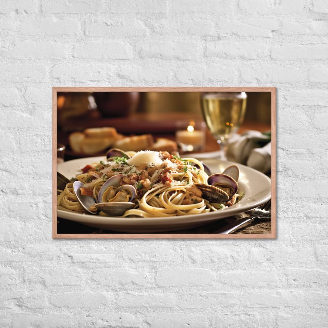 Linguine with Clam Sauce Framed poster 🤤 from Yumify.AI