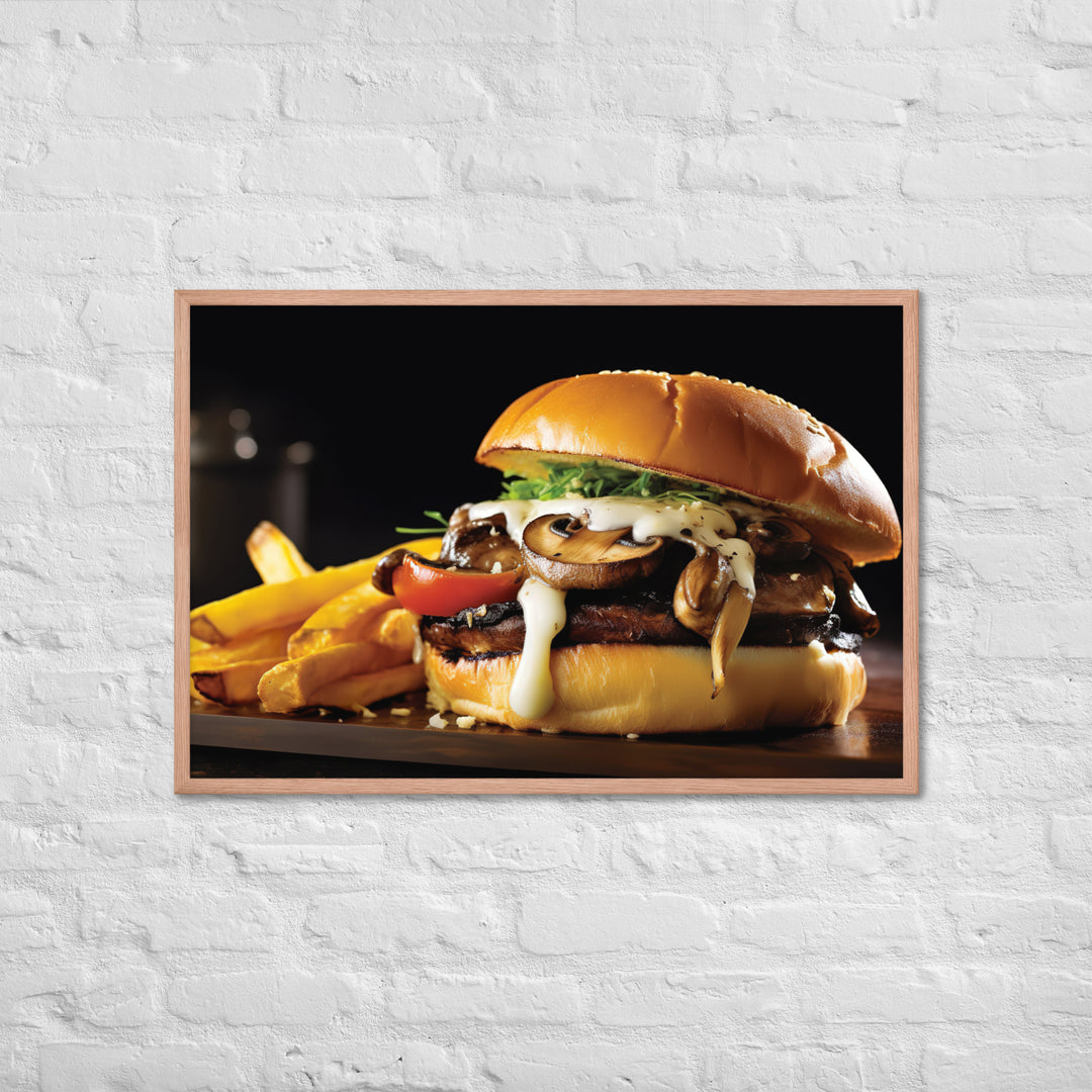 Mushroom Swiss Burger Framed poster 🤤 from Yumify.AI