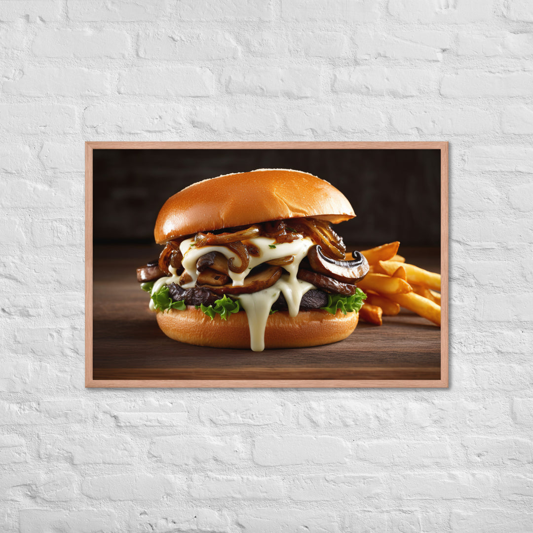 Mushroom Swiss Burger Framed poster 🤤 from Yumify.AI