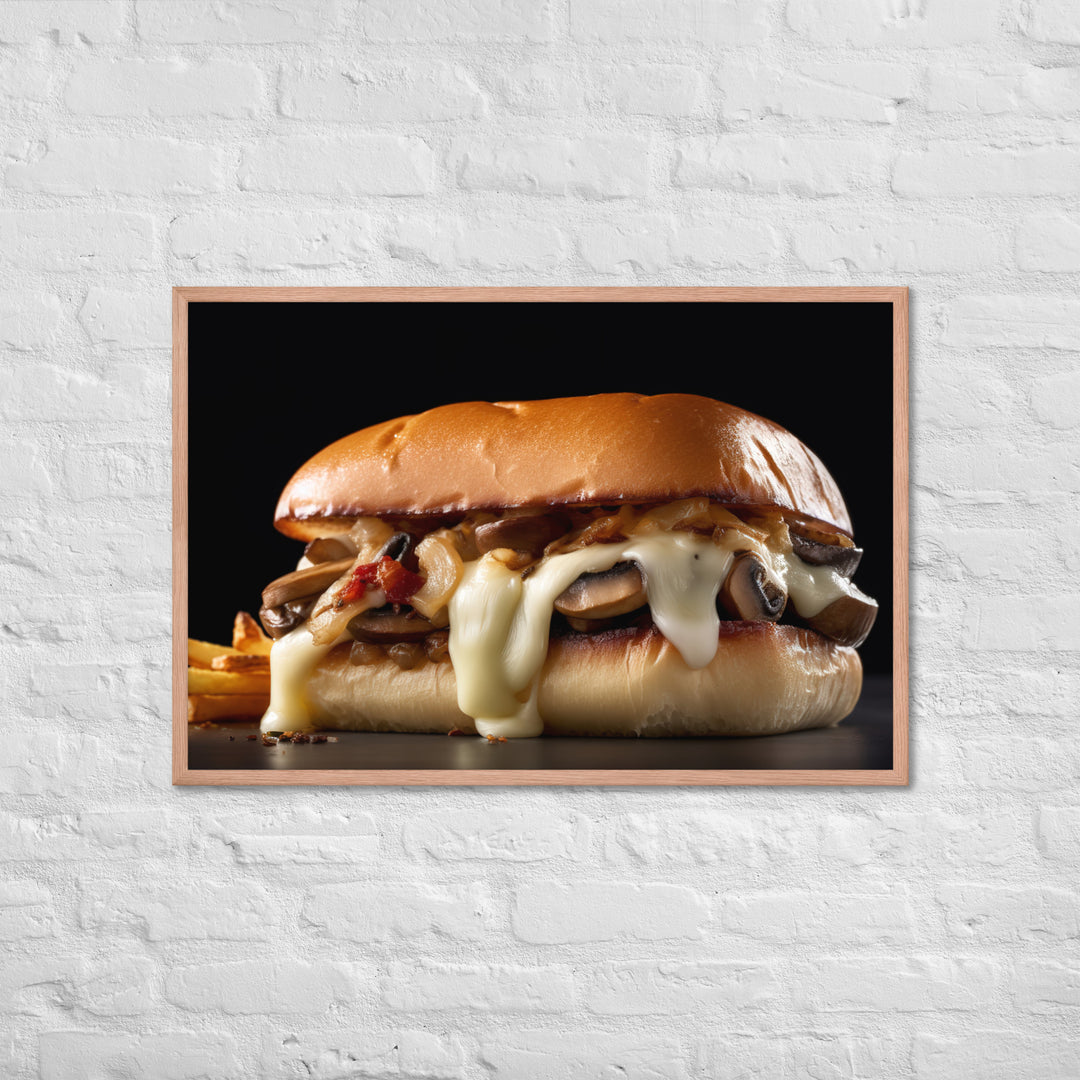 Mushroom Swiss Burger Framed poster 🤤 from Yumify.AI