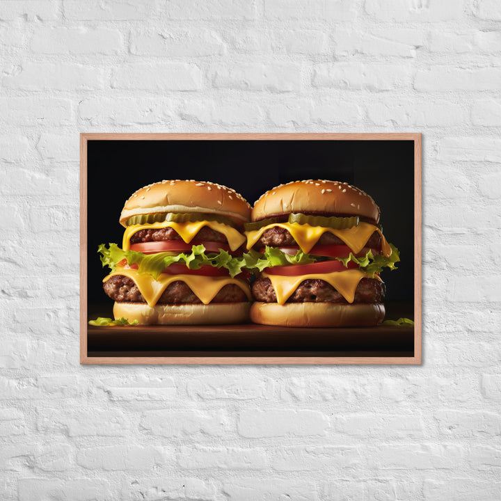 Double Cheese burger Framed poster 🤤 from Yumify.AI