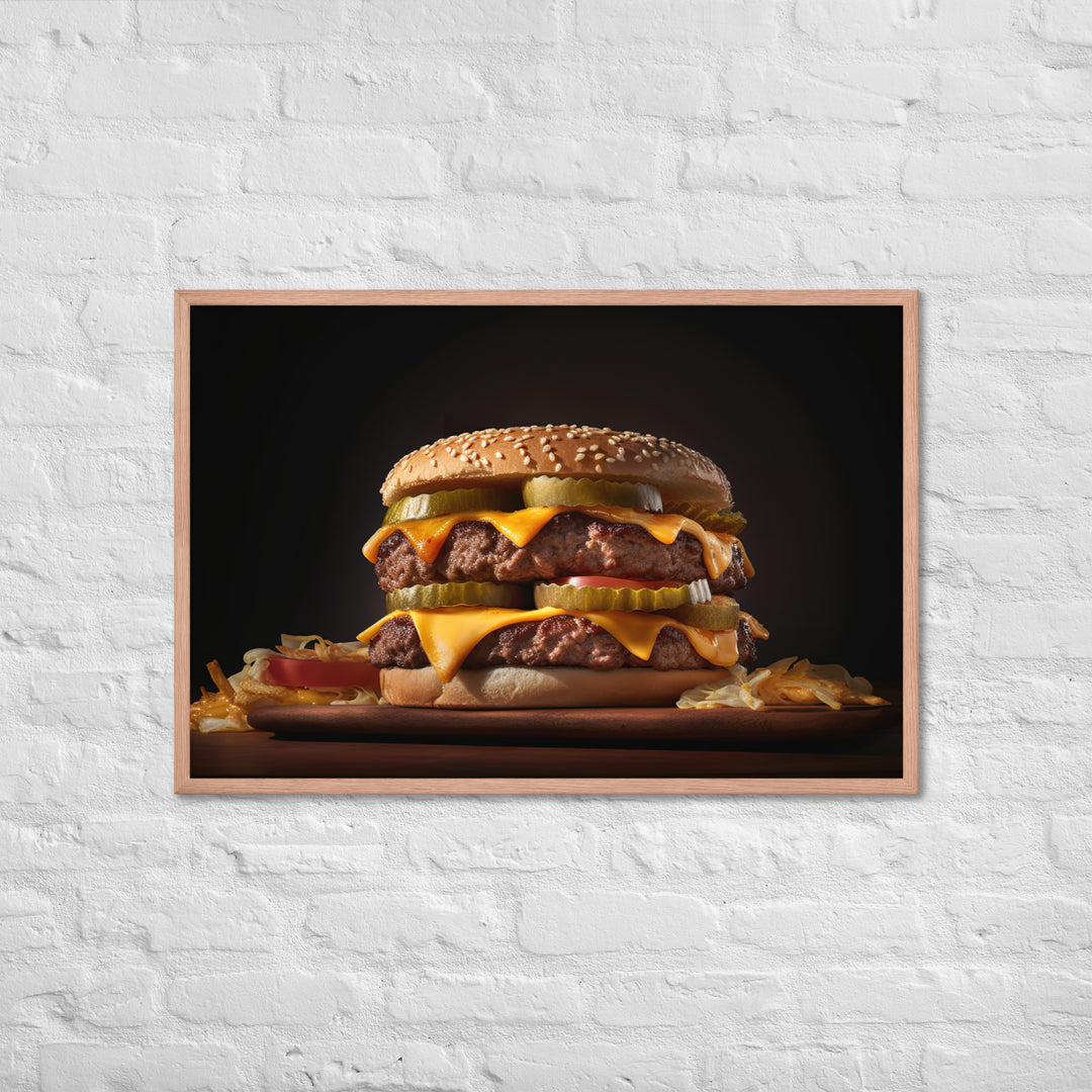 Double Cheese burger Framed poster 🤤 from Yumify.AI