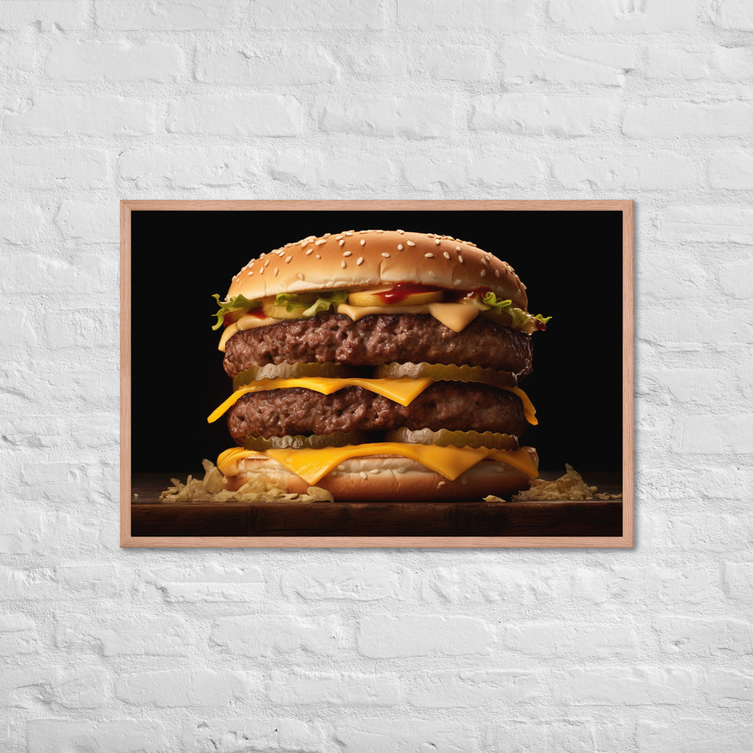 Double Cheese burger Framed poster 🤤 from Yumify.AI