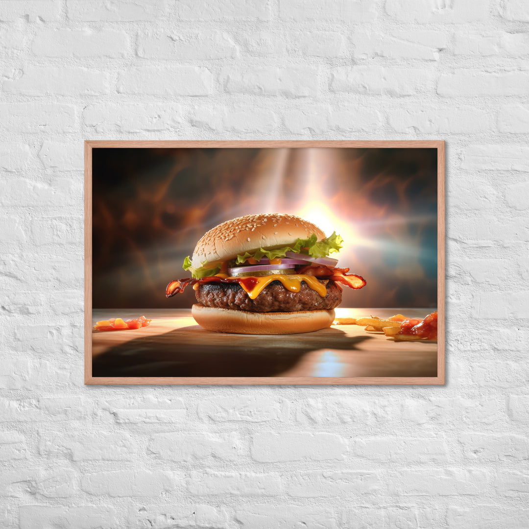 Bacon Cheese burger Framed poster 🤤 from Yumify.AI